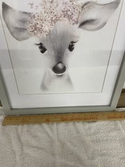 Stupell Industries Sketched Fluffy Deer Flowers, Design by Studio Q White Framed