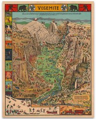 1931 Yosemite National Park Pictorial Map Vintage Travel Poster Print