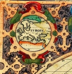 Ancient 1590 Old Antique World Maps; 100% Cotton Canvas, Magnetic Wooden Hanger