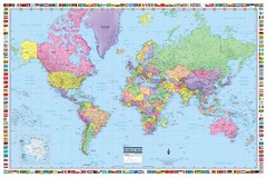 World Wall Map Poster 36″x24″ with Flags Paper, Laminated