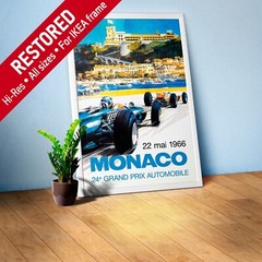 Monaco Vintage F1 Grand Prix, 1966 poster — Vintage Formula 1 poster, travel art