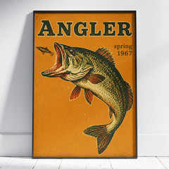 Retro Fishing Poster – Angler Spring 1967 Art – Bass Fishing Wall Decor Print