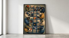 Vinyl Record Crate Digging Poster Retro Oil Paint Style Music Room Wall Decor