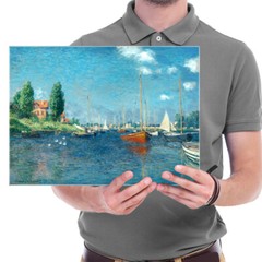 Canvas Print Wall Art Red Boats at Argenteuil by Claude Monet Impressionism Art