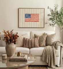 Watercolor American Flag Wall Art, Patriotic USA Print, 4th of July Decor