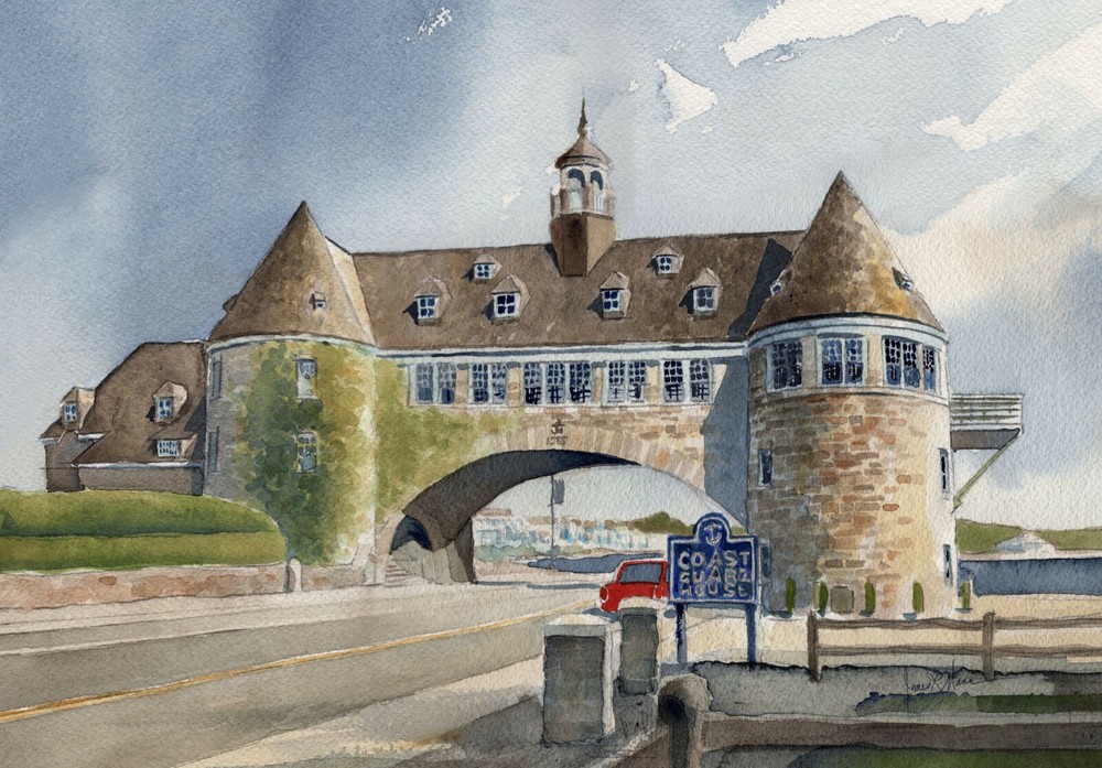 The Towers of Narragansett, Rhode Island. James Mann Watercolor Landscape Prints