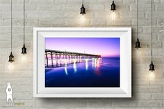 Surfside Beach Pier Sunrise Photography Print, South Carolina, Beach House Decor