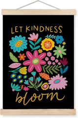Let Kindness Bloom Inspirational Mental Health Wall Art Poster Framed, Boho Flor