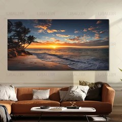 Nature Sea Beach Sunset Landscape Canvas Painting Canvas Wall Art Picture Poster