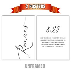 Romans 8:29, Bible Verse Quote, Set of 2 Poster Prints, Home Wall Art Décor