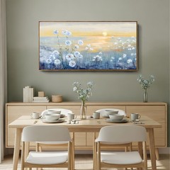 Framed Wall Art for Living Room Blue Ocean Beach Sunset Seascape Painting Abs…