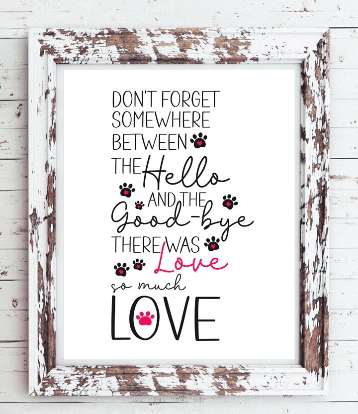 PET LOSS Quote 8×10 Typography Wall Print, 8×10 CARDSTOCK, NO Frame, Print ONLY