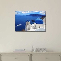 Canvas Prints – Landscape Amazing Santorini with Churches and Sea View – 32″x48″