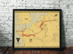 1945 83rd Infantry Div. WWII Thunderbolt Route Map Across Europe History Poster