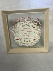 Scherenschnitte Paper Cut Out Framed Art: A Family is Love, 7″ square