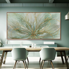 Oversized Abstract Gold Line Canvas Art for Bedroom & Dining Room 36″x70