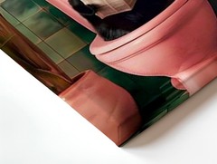 Wall Art Black Cat on Pink Toilet Reading Newspaper Tropical Bathroom Print
