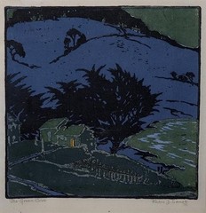 The Green Cove by Pedro Lemos – California Coastal Woodcut Art Print
