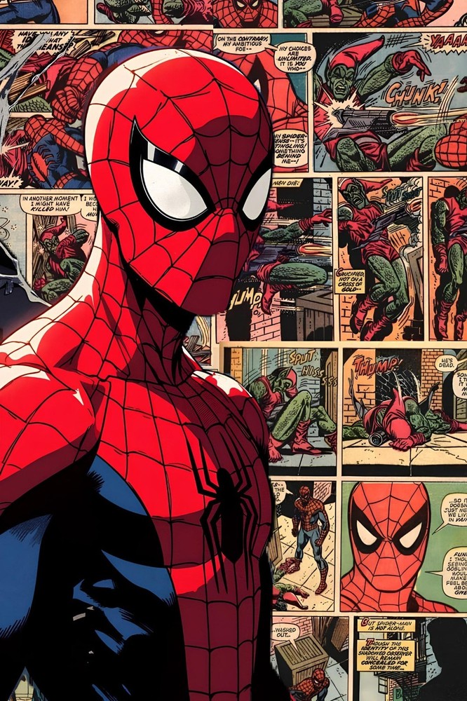 Spider-Man Vintage Comic Poster, Retro Superhero Wall Art, Comic Cover- Unframed
