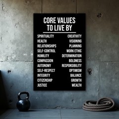Core Values Motivational Poster – Inspirational Gym and Office Wall Art