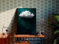 Emerald Green Canvas Wall Art, Abstract Minimalist Print, Dark Modern Art Decor.