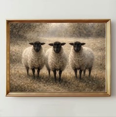 Canvas Wall Art 3 BLACK FACED SHEEP Rustic Farmhouse 12 x 16 Unframed 973