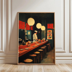 Japanese Sushi Bar Poster Kitchen Food Posters and Picture Tokyo Canvas Print Pa