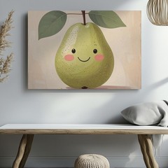 Cheerful Pear Illustration Canvasplayful Kitchen Wall Art