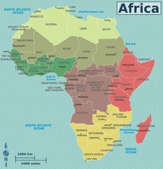 Colorful Africa Map Educational Posters and Art Print 13″ X 19″