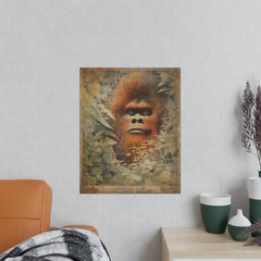 BIGFOOT FLOWER JUNGLE Wall Art, Retro Sasquatch Botanical Poster, Cryptid Decor