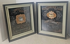 Framed Coffee Wall Art Set of 2 Café Prints Kitchen Coffee Bar Décor 10×16