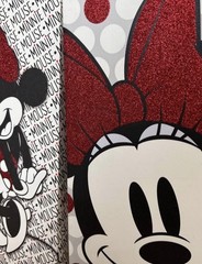 DISNEY – two Minnie Mouse Glitter Embellished Canvas – 8.25×16.25