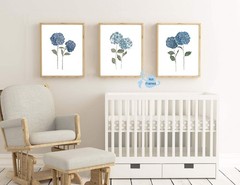 XUOIAYNB Watercolor Blue Flower Art Print-Blossom Hydrangea 8 x 10 Inch, blue