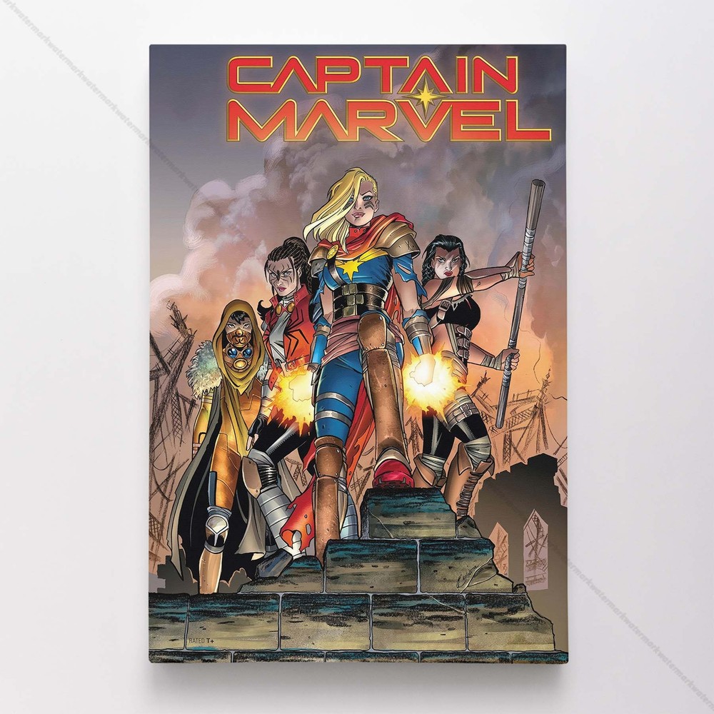 Captain Marvel Poster Canvas Avengers Marvel Comic Book Art Print #580