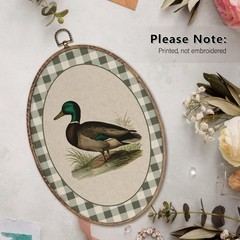 Vintage Mallard Duck Wall Art Decor, Rustic Duck Nursery Oval Wood Framed Can…