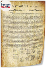 Vintage U.S. Declaration of Independence Constitution History Canvas Print Wall