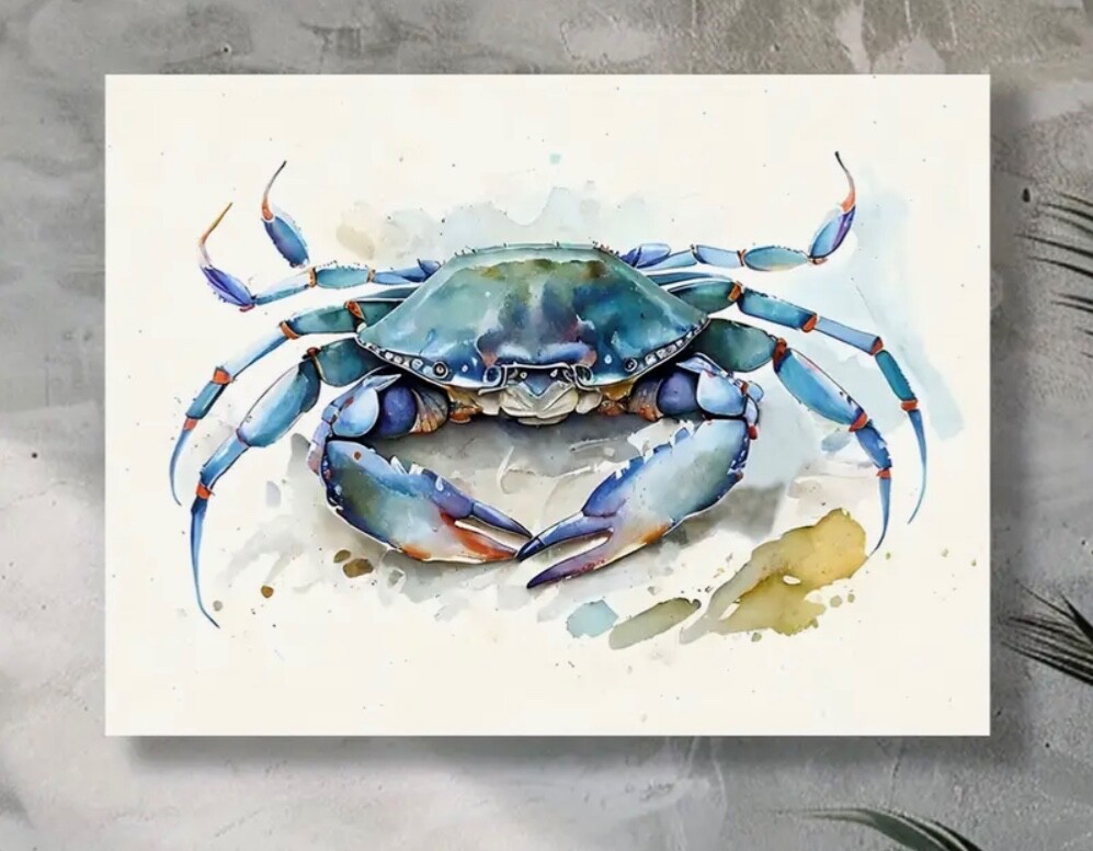 Canvas Wall Art CRAB WATERCOLOR 12 x 18 Unframed 760