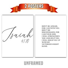 Isaiah 41:10, Bible Verse Quote, Set of 2 Poster Prints, Home Wall Art Décor