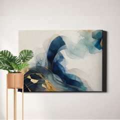 Navy teal gold alcohol ink geometric abstract Poster Print modern luxe pattern