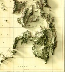 Philippines Map, Philippines 2D Relief Map, Philippines Vintage Map – 2D Flat