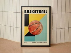 Basketball Bauhaus Poster Mid Century Sports Wall Art