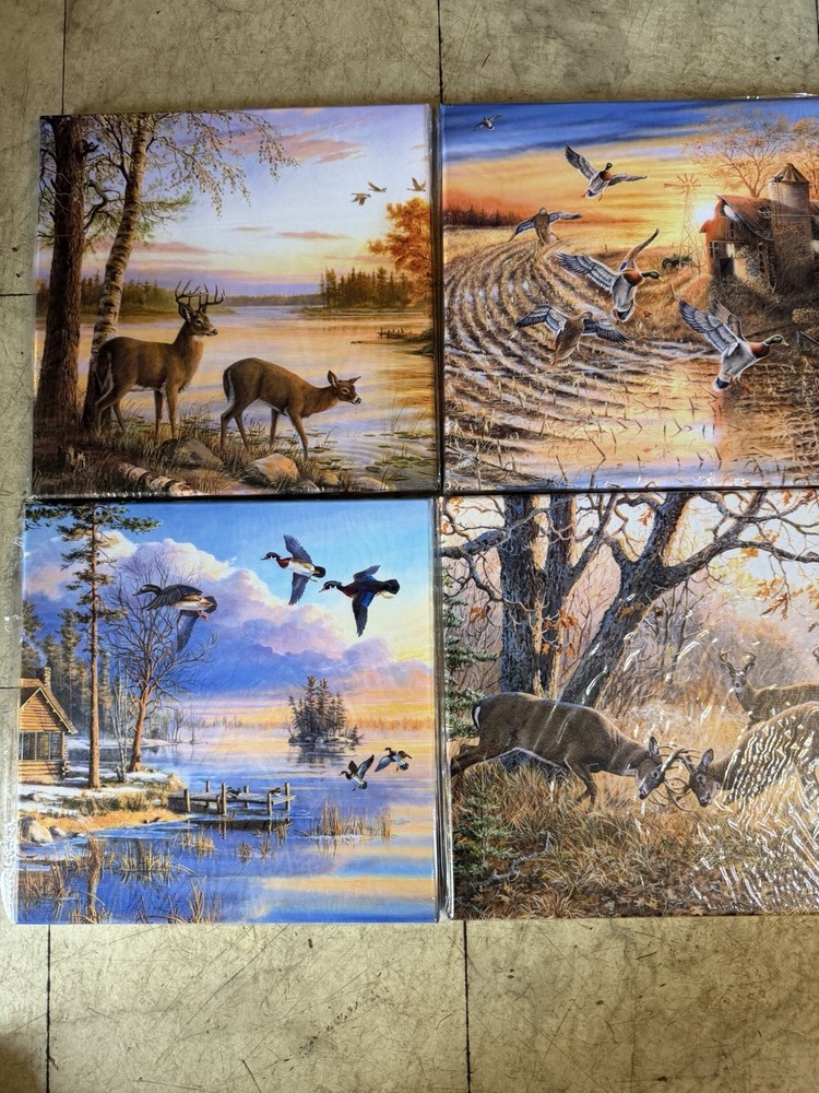 NEW IN BOX Vintage Yellow Fall Landscape Wild Duck Wall Art Wildlife Canvas (4)