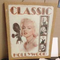 Classic Hollywood Vintage Canvas Print Wall Art, Vertical, Beige Brown Black