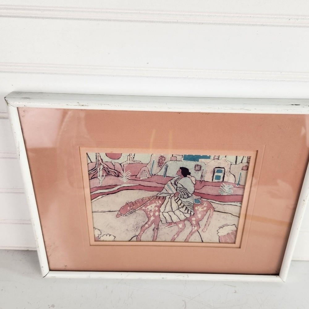 GOLDFARB Amado Murillo Pena Jr Framed Art Print Woman on Horse Pink Mat