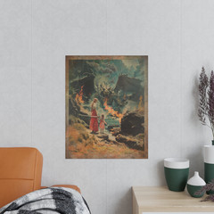 Vintage DRAGON SLAYER Wall Art, Warrior Mom Fantasy Decor, Sword Reptile Poster