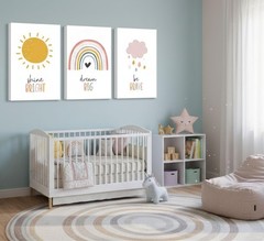 3 Pcs Boho Nursery Canvas Wall Art Dream Big Be Brave Shine Bright Bohemia Su…