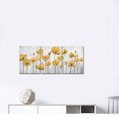 3pc Yellow Flower Canvas Wall Art 12”x16” June Sale