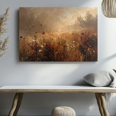 Golden Meadow Canvas Soft Wildflower Field Art In Earth Tones When The World