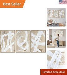 Neutral Abstract Wall Art Minimalist White Brown Pastel Paint Strokes Shapes …