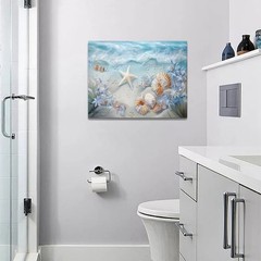 Beach Seashell Bathroom Wall Art Coastal Starfish Pictures Wall Decor Modern …